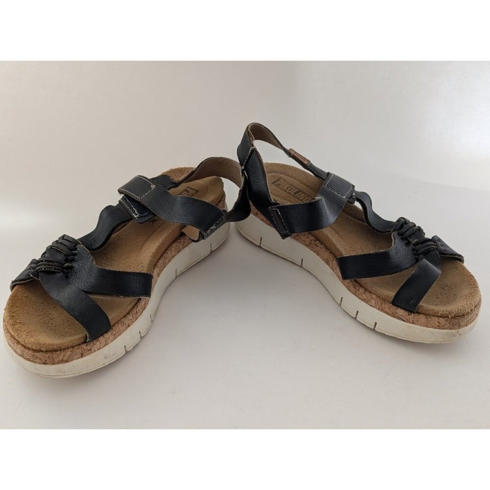 Pikolinos Women's Palma W4N Black Leather Wedge Sandals Size 7 - 7.5 - Picture 10 of 11